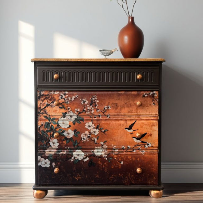 Upcycled chocolate bird vintage Chest of Drawers