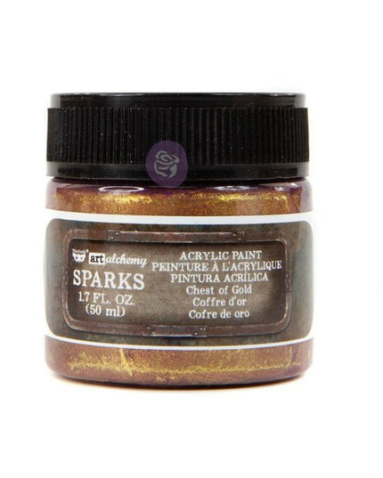Redesign with Prima Finnabair Sparks Acrylic Paint Chest of Gold