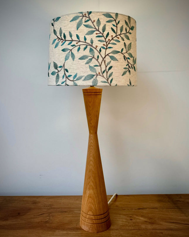 embroidered linen turquoise leaves