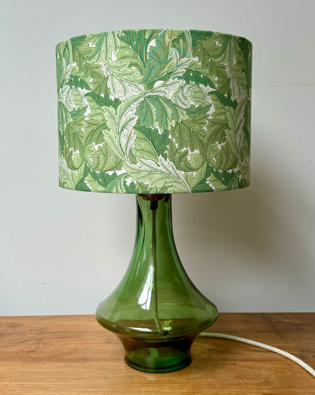 Arts and crafts style green leaf lampshade 1