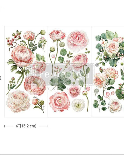 Redesign with Prima Blushing Blooms Small Decor Transfer