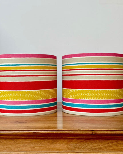 20cm Drum Lampshade - bright stripes