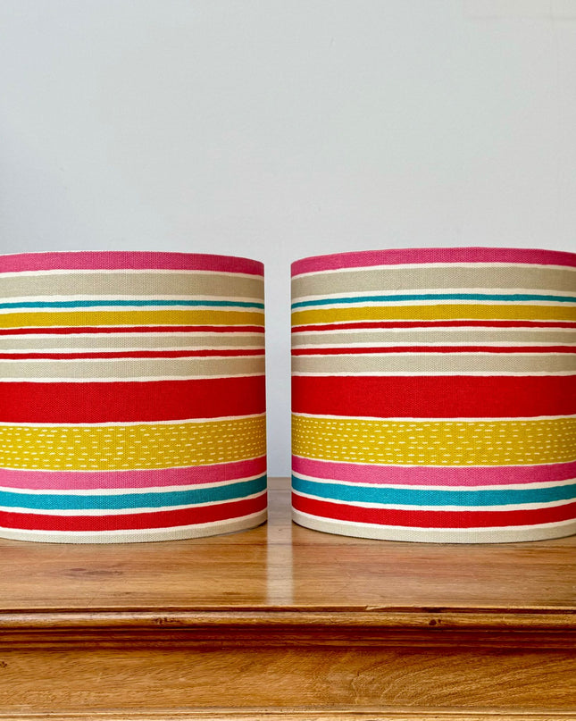 20cm Drum Lampshade - bright stripes
