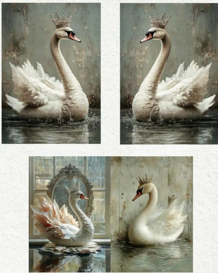 Swan Serenity Redesign with Prima A3 set of 3 Fiber Decoupage Paper 1