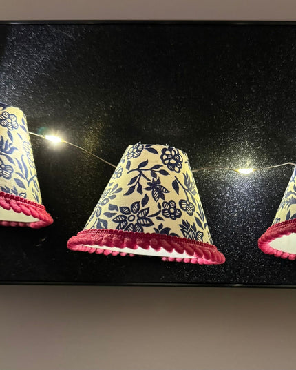 Mini Lampshades Blue and White Floral 2