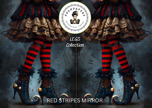 Posh Papers Decoupage Paper - Red Stripes Mirror