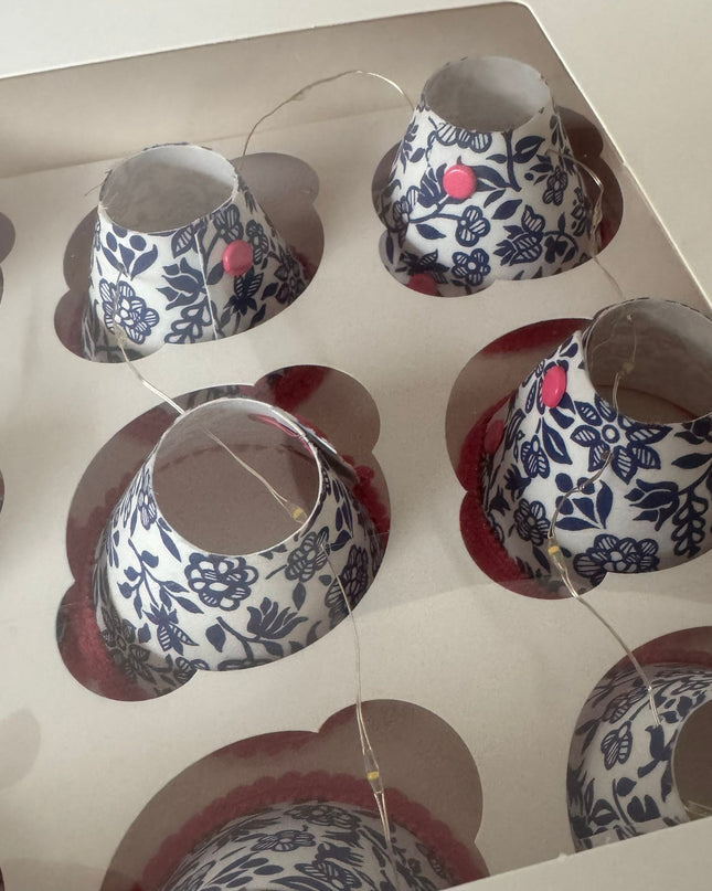 Mini Lampshades Blue and White Floral 3