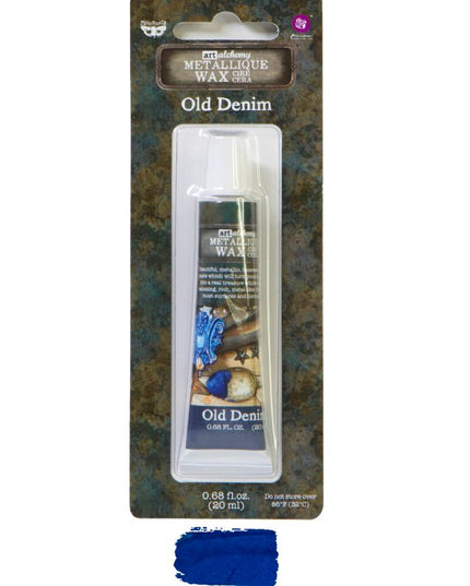 Redesign with Prima Finnabair Art Alchemy metallique wax paste Old Denim