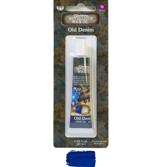 Redesign with Prima Finnabair Art Alchemy metallique wax paste Old Denim