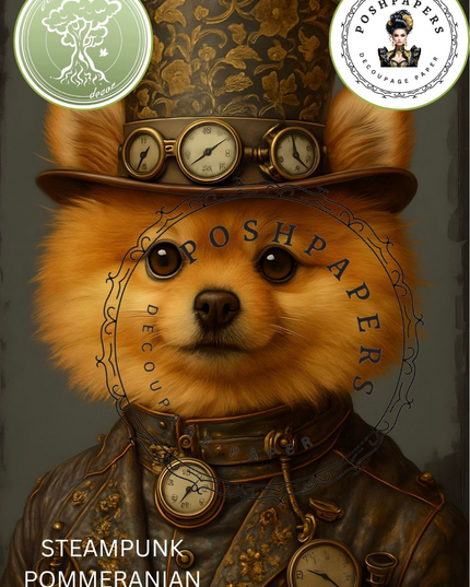 Posh Papers Decoupage Paper - Steampunk Pomeranian