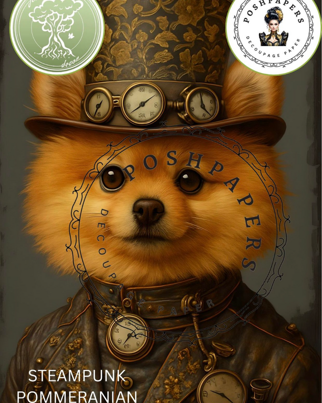 Posh Papers Decoupage Paper - Steampunk Pomeranian