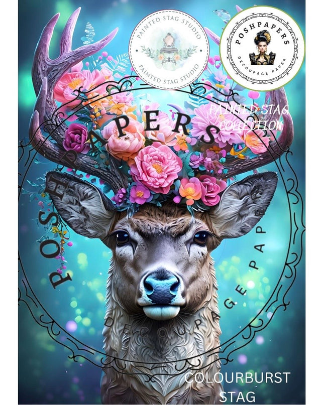 Posh Papers Decoupage Paper - Colourburst Stag