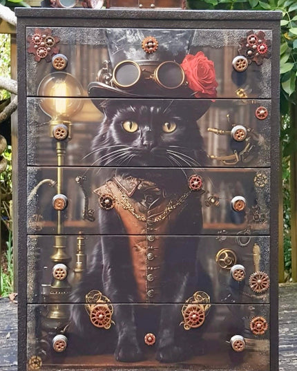Posh Papers Decoupage Paper - Steampunk Black Cat