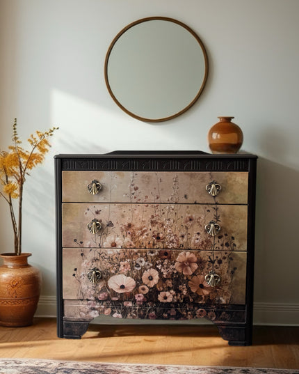 Upcycled Floral Vintage Chest of Drawers Lebus