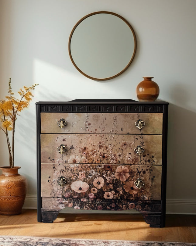 Upcycled Floral Vintage Chest of Drawers Lebus