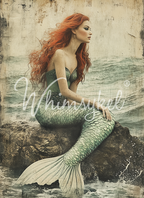 Whimsykel Designs Maiden Of The Sea, Mermaid Decoupage Paper