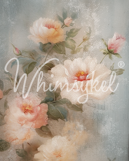 Whimsykel Designs Weathered Roses, Flower Decoupage Paper