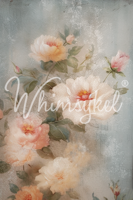 Whimsykel Designs Weathered Roses, Flower Decoupage Paper