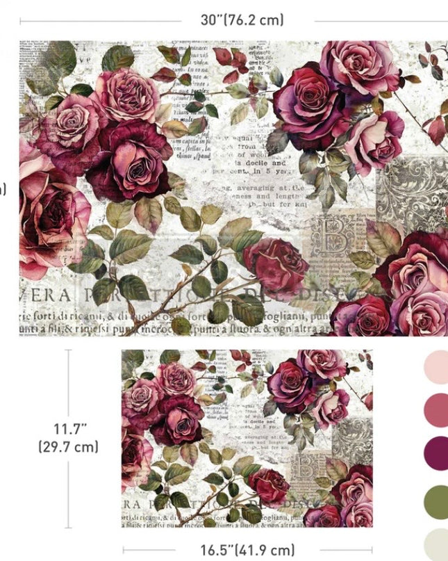 Redesign with Prima - Crimson Elegance Double Decoupage Fiber Paper Set