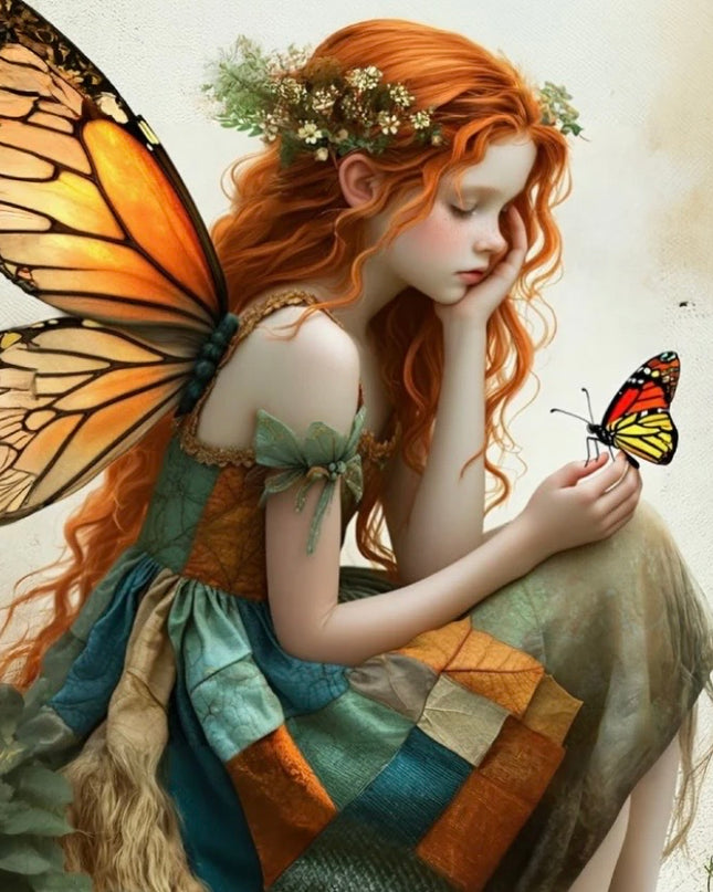 Three Yellow Goats Decoupage Paper -  Girl with Butterfly