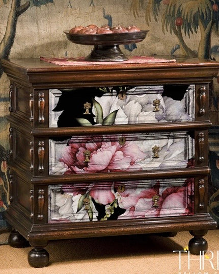 Three Yellow Goats Peonies Decoupage Paper - A1 Premium Furniture Transfer