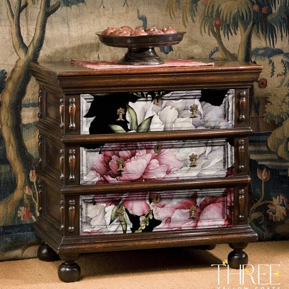 Three Yellow Goats Peonies Decoupage Paper - A1 Premium Furniture Transfer