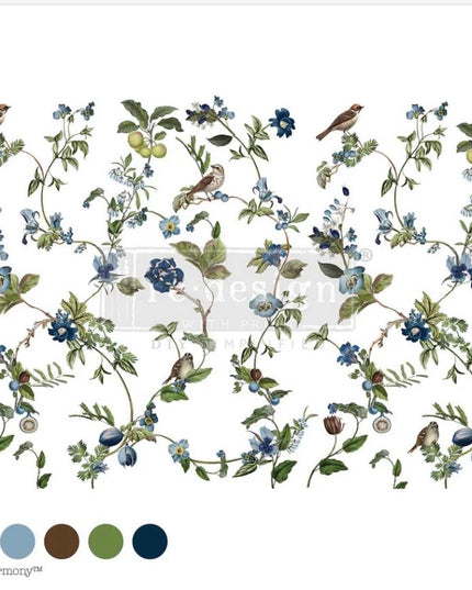 Redesign with Prima Chirping Charm Decor Transfer - Bird & Floral Design 24x35