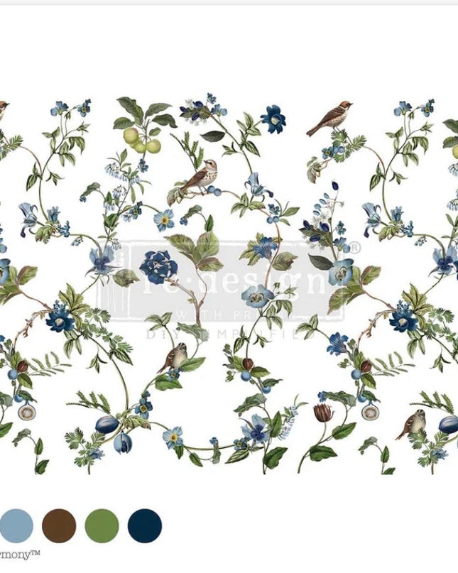 Redesign with Prima Chirping Charm Decor Transfer - Bird & Floral Design 24x35