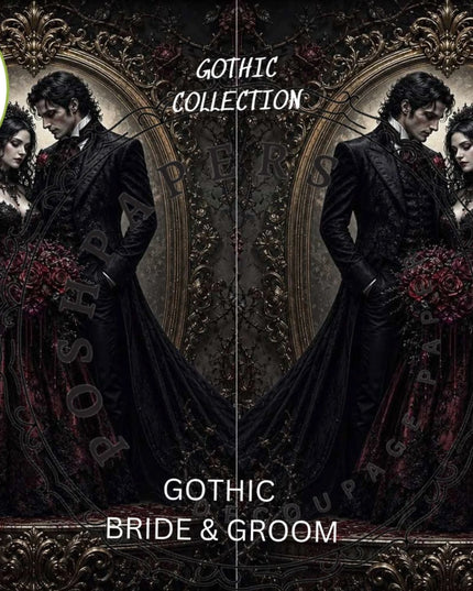 Posh Papers Mirror Bride & Groom, Gothic Decoupage Paper