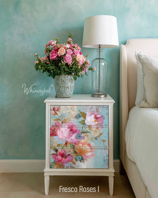Whimsykel Designs Fresco Roses 1 Decoupage Paper