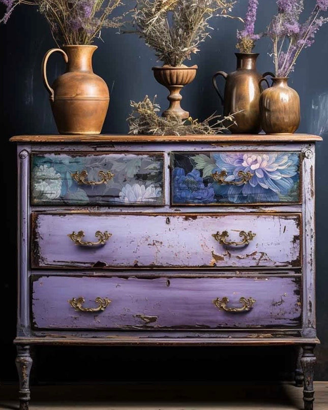 Redesign With Prima - A3 Blue Floral Decoupage Paper - Moonlit Periwinkle