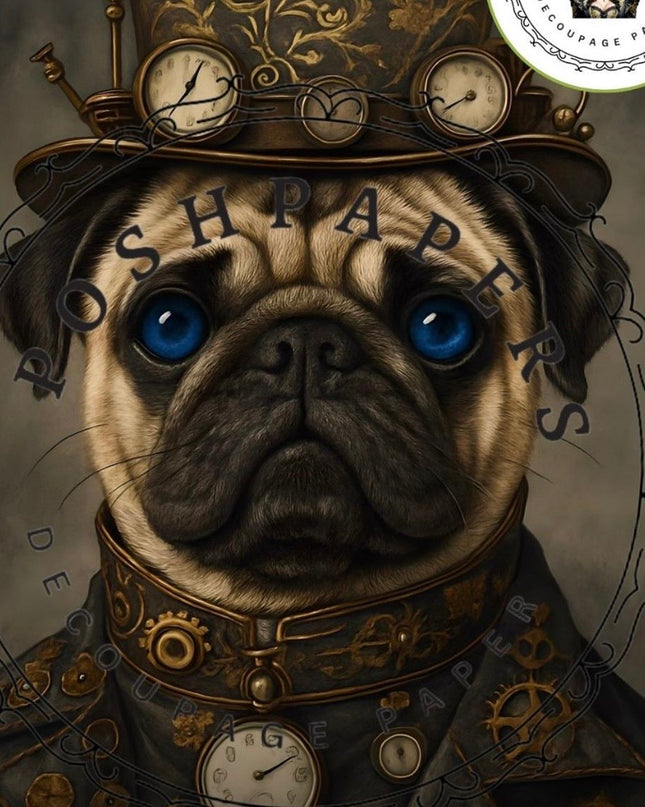 Posh Papers Decoupage Paper - Steampunk Blonde Pug