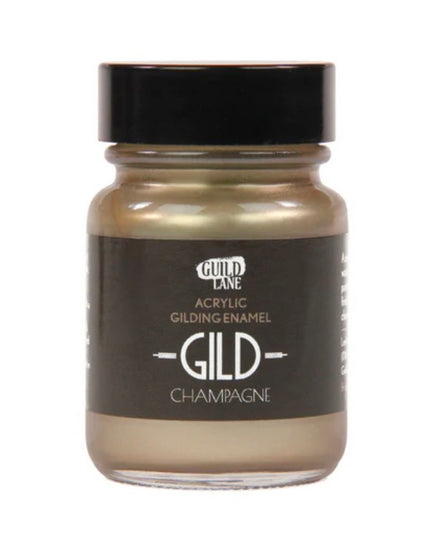 Jar of Guild Lane Gilding Enamel in Champagne color on a white background