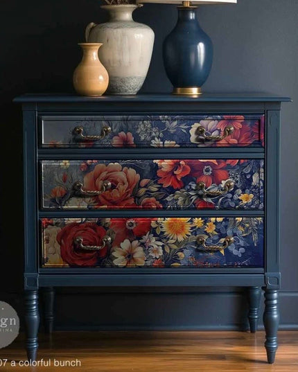 Redesign with Prima A Colourful Bunch Decoupage Fiber Paper - Bright Floral Design