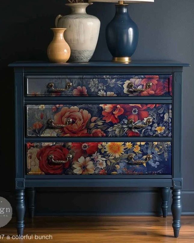 Redesign with Prima A Colourful Bunch Decoupage Fiber Paper - Bright Floral Design