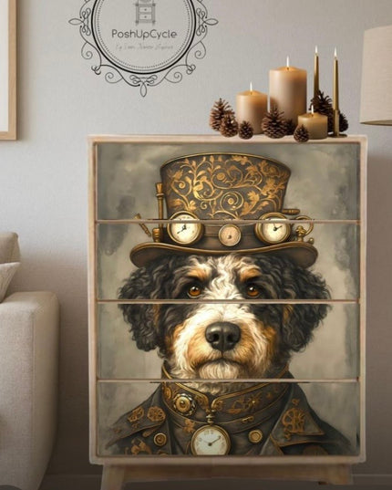 Posh Papers Decoupage Paper - Steampunk Bernedoodle