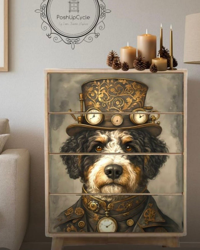 Posh Papers Decoupage Paper - Steampunk Bernedoodle
