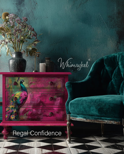 Whimsykel Designs Regal Confidence, Peacock Decoupage Paper