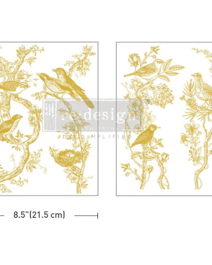 Decorative design with birds and branches Redesign with Prima Golden Serenade