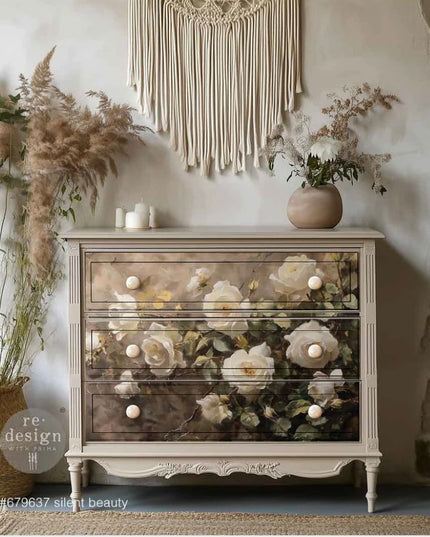 Redesign with Prima Silent Beauty Decoupage Fiber Paper - Cream Rose Design