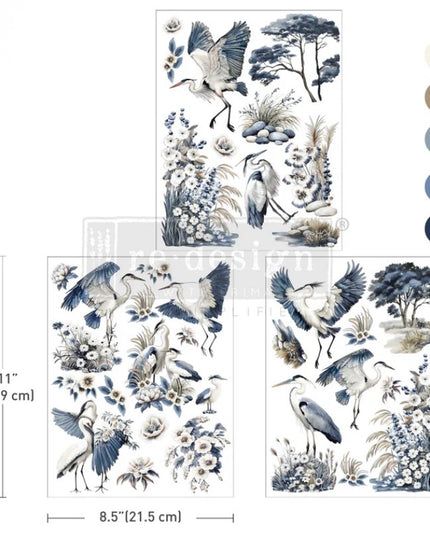 Redesign with Prima Whispers By The Marsh Silver Heron Middy Transfer