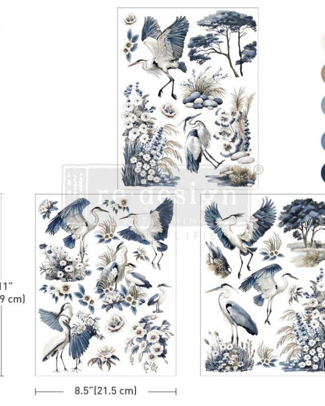 Redesign with Prima Whispers By The Marsh Silver Heron Middy Transfer