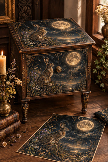 Posh Papers Celestial Rabbit Decoupage Paper, Furniture Decoupage Paper