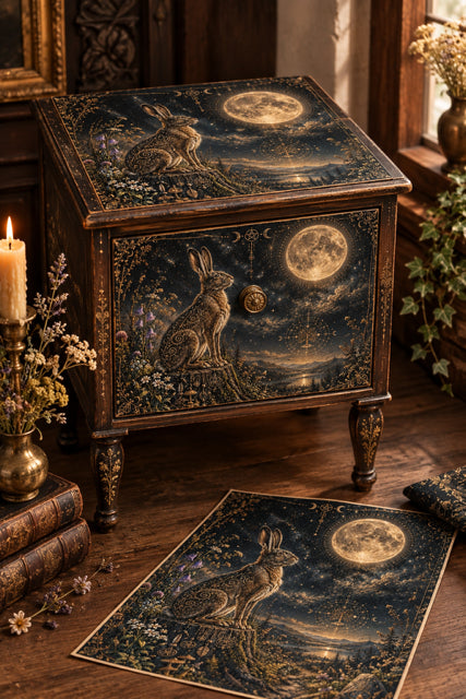 Posh Papers Celestial Rabbit Decoupage Paper, Furniture Decoupage Paper