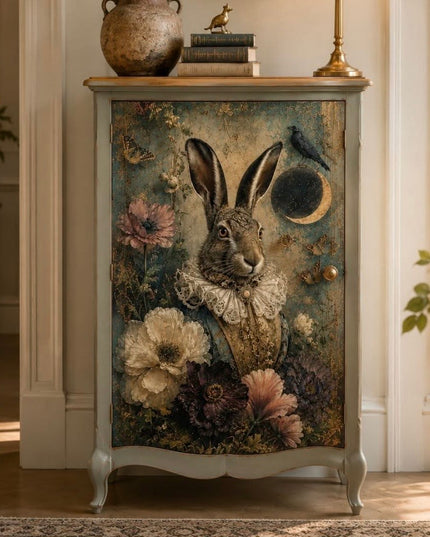 Three Yellow Goats Velvet Hare A1 Decoupage Paper