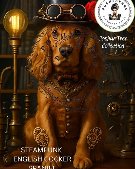 Posh Papers Decoupage Paper - Steampunk English Cocker Spaniel