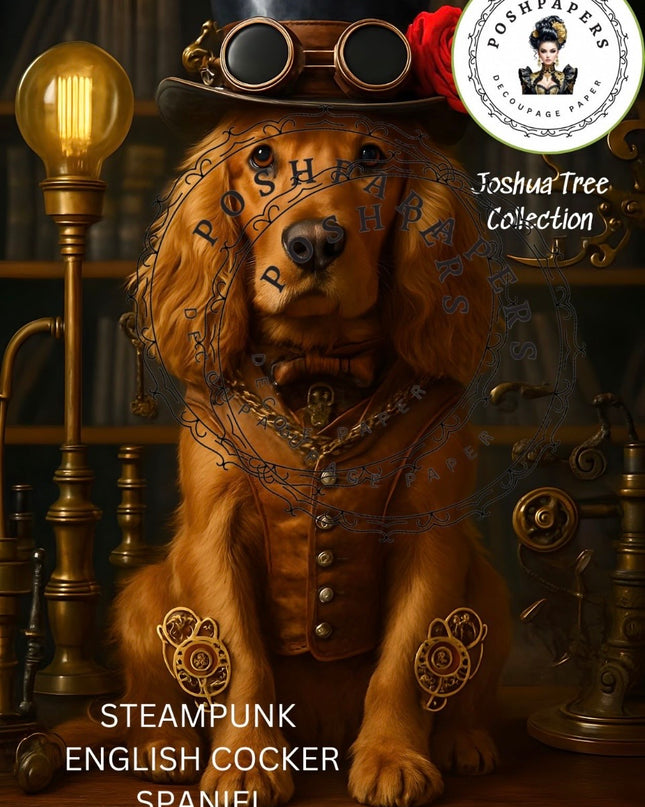 Posh Papers Decoupage Paper - Steampunk English Cocker Spaniel