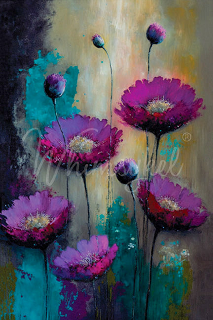 Whimsykel Designs Purple Poppies Decoupage Paper