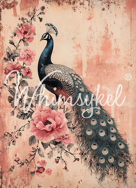 Whimsykel Designs Peacock Decoupage Paper