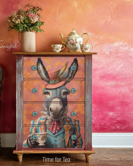 Whimsykel Designs Time for Tea, Donkey Decoupage Paper